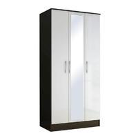 Lynx Black and White 3 Door Mirrored Wardrobe