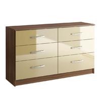 Lynx Walnut and Cream 6 Drawer Chest Pre-Assembled