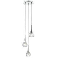 LYA0350 Lyall 3 Light Pendant Light In Polished Chrome With Decorative Glass Spiral