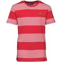 lyle and scott junior boys wide stripe t shirt royal red