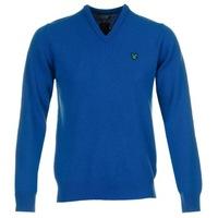 lyle scott signature lambswool v neck sweater chock blue