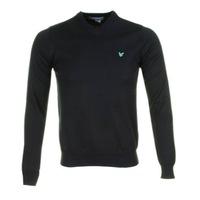 Lyle & Scott V-Neck Cotton Sweater Black