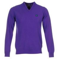 Lyle & Scott Signature Lambswool V-Neck Sweater Blue Purple
