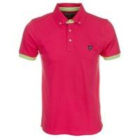 lyle scott button down collar polo shirt bright rose