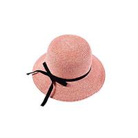 LYZA Women\'s Girly Bow Straw Weaving Solid Hat