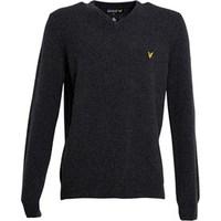 Lyle And Scott Vintage Mens V-Neck Lambswool Pullover Charcoal Marl