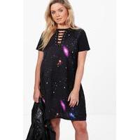 Lydia Space Dye Lace Up T-shirt Dress - multi