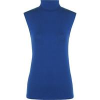 lydia basic polo sleeveless vest top blue