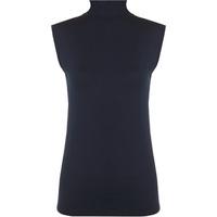 Lydia Basic Polo Sleeveless Vest Top - Navy