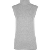 Lydia Basic Polo Sleeveless Vest Top - Light Grey