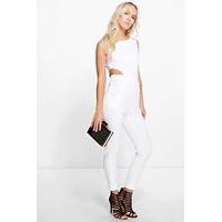 lynne side cut out skinny leg jumpsuit cream