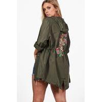 Lydia Printed Back Mac - khaki