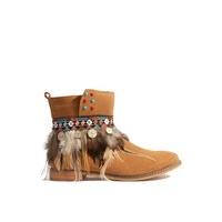 Lydia Tan Feather Detail Ankle Boots