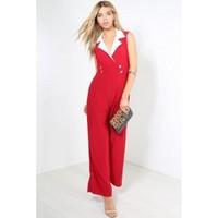 Lysa Contrast Tuxedo Collar Palazzo Jumpsuit