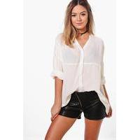 Lyla Oversized Grandad Collar Blouse - cream