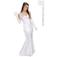 M White Ladies Womens Satin Celebrity Costume Outfit for Hollywood Prom Dress Fancy Dress Female UK 10-12 White