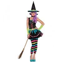 M Teen Neon Witch Costume for Halloween Fancy Dress Outfit