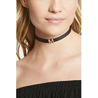 M Initial Faux Leather Choker