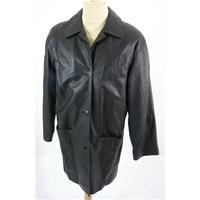 M & S - Size: 10 (34 bust, reg length) - Midnight Black - Smart/Stylish Leather Quilt Lined Fashion Coat