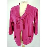 M & S - Size: 16 (39 bust) - Magenta - Casual/Stylish 100% Cashmere Open Front Short Sleeve Cropped Tie-Up Cardigan