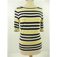 M & S Short Sleeved Top Yellow & Black Stripped