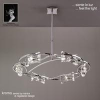 M0887PC Kromo Chrome 6 Light Halogen Semi-Flush Pendant