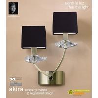 M0787AB/BS/S Akira Antique Brass 2Lt Wall Lamp With Black Shades