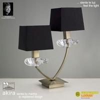 m0790abbs akira antique brass 2lt table lamp with black shades