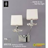M0787PC/CS/S Akira Chrome 2Lt Switched Wall Lamp With Cream Shades