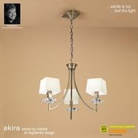 m0783ab akira antique brass 3lt chandelier with cream shades