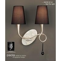 M0537 Paola 2 Light Silver Wall Lamp With Black Shades