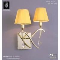 M0348PB Siena Polished Brass 2 Lt Wall Lamp With Shades