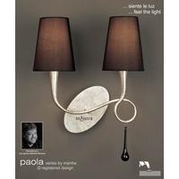 M0537/S Paola 2 Lt Silver Switched Wall Lamp With Black Shades