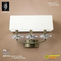 m0788abs akira antique brass 3lt wall lamp with cream shades