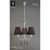 M0532 Paola 3 Light Silver Chandelier With Black Shades