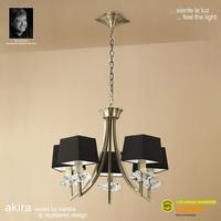 M0782AB/BS Akira Antique Brass 5Lt Chandelier With Black Shades