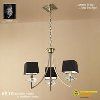 M0783AB/BS Akira Antique Brass 3 Light Chandelier With Black Shades