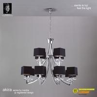 M0792PC Akira Chrome 12Lt Chandelier With Black Shades