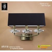 M0788AB/BS/S Akira Antique Brass 3Lt Wall Lamp With Black Shades