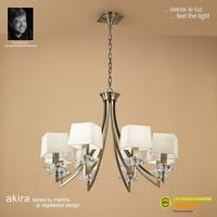 M0780AB Akira Antique Brass 8Lt Chandelier With Cream Shades