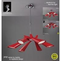 M0910 Pop Low Energy 6 Light Chrome And Gloss Red Pendant
