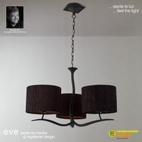 m1151bs eve 3 light anthracite pendant with black shades