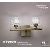M2364AB/S Cuadrax 2 Light Antique Brass Switched Wall Lamp