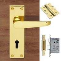 M30 Victorian Suite Lever Lock Polished Brass Handle Pack