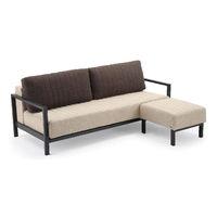 M3 Fabric 3 Seater Sofa Bed with Wooden Arms Cream