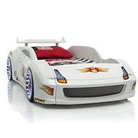 m7 childrens sports car bed in white with spoiler and led light