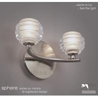 M8002 Sphere Satin Nickel 2 Light Switched Wall Lamp