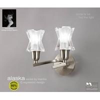 m8614sns alaska low energy 2 light satin nickel switched wall lamp
