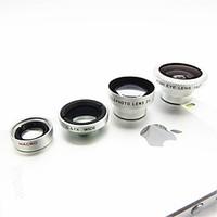 Magnetic 4 in 1 Wide Angle lens /Macro lens/180 Fish Eye Lens/ 2X Kit Set for iPhone 5 /4 /iPad /Cellphone -Silver
