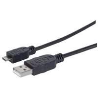Manhattan Hi-speed Usb 2.0 Usb/micro Usb Device Cable Nickel-plated Contacts With Moulded Pvc Boot 1.8m Black (307178)